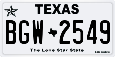 TX license plate BGW2549