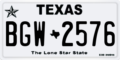 TX license plate BGW2576