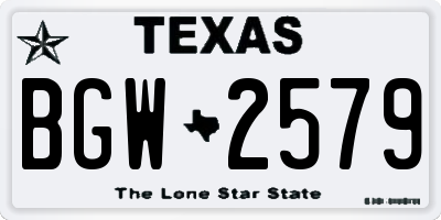 TX license plate BGW2579