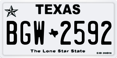 TX license plate BGW2592