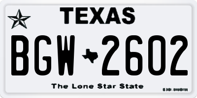 TX license plate BGW2602