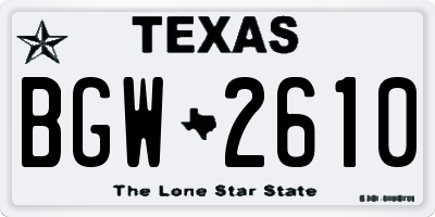 TX license plate BGW2610