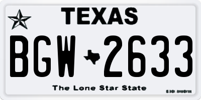 TX license plate BGW2633