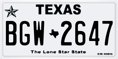 TX license plate BGW2647