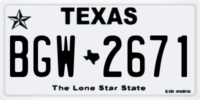 TX license plate BGW2671