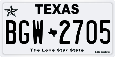 TX license plate BGW2705