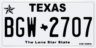 TX license plate BGW2707
