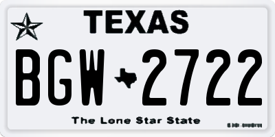 TX license plate BGW2722