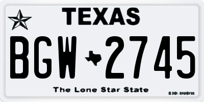 TX license plate BGW2745