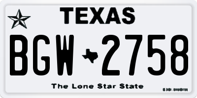 TX license plate BGW2758