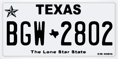 TX license plate BGW2802