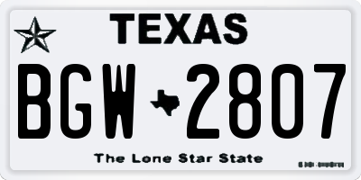 TX license plate BGW2807