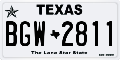 TX license plate BGW2811