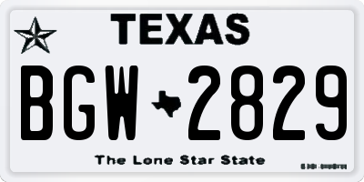TX license plate BGW2829