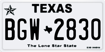 TX license plate BGW2830