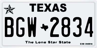 TX license plate BGW2834