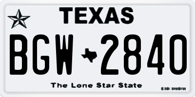 TX license plate BGW2840