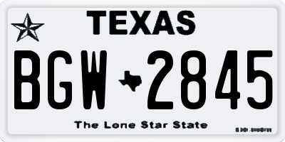 TX license plate BGW2845