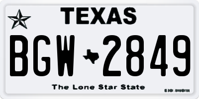 TX license plate BGW2849