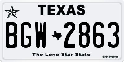 TX license plate BGW2863