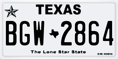 TX license plate BGW2864