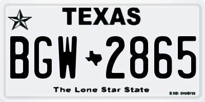 TX license plate BGW2865