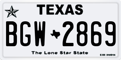 TX license plate BGW2869