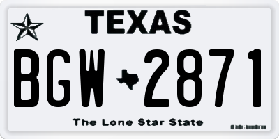 TX license plate BGW2871