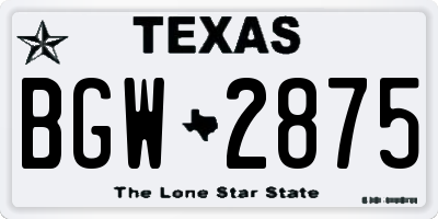 TX license plate BGW2875