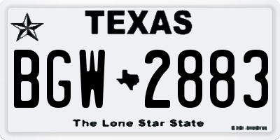 TX license plate BGW2883