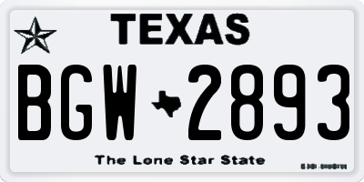 TX license plate BGW2893