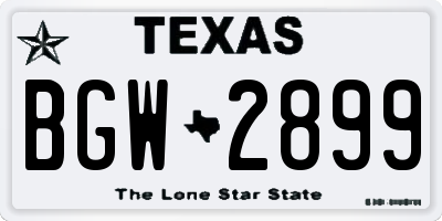 TX license plate BGW2899
