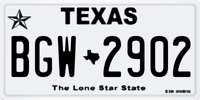 TX license plate BGW2902