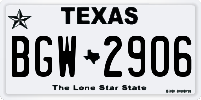 TX license plate BGW2906