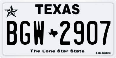 TX license plate BGW2907