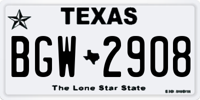 TX license plate BGW2908