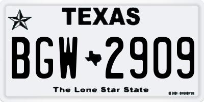 TX license plate BGW2909