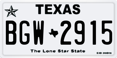 TX license plate BGW2915