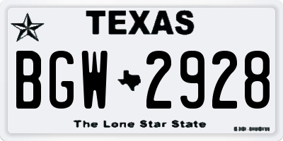 TX license plate BGW2928