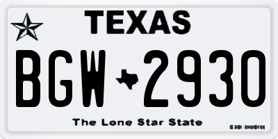 TX license plate BGW2930