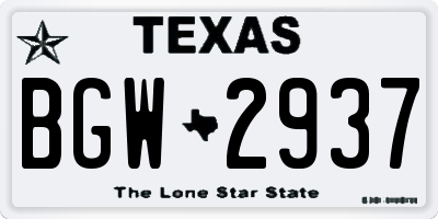 TX license plate BGW2937
