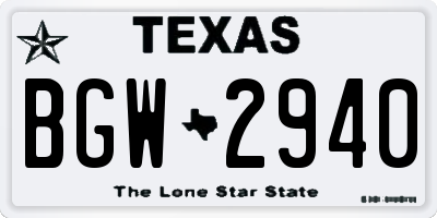 TX license plate BGW2940