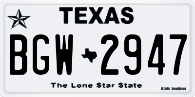 TX license plate BGW2947