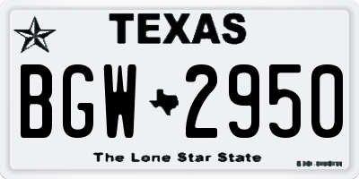 TX license plate BGW2950