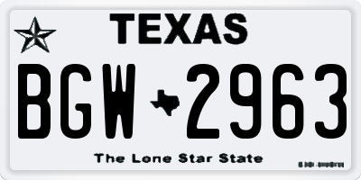 TX license plate BGW2963