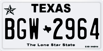 TX license plate BGW2964