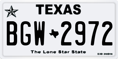 TX license plate BGW2972