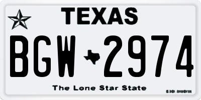 TX license plate BGW2974