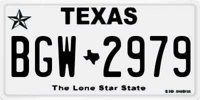 TX license plate BGW2979