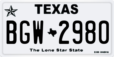 TX license plate BGW2980